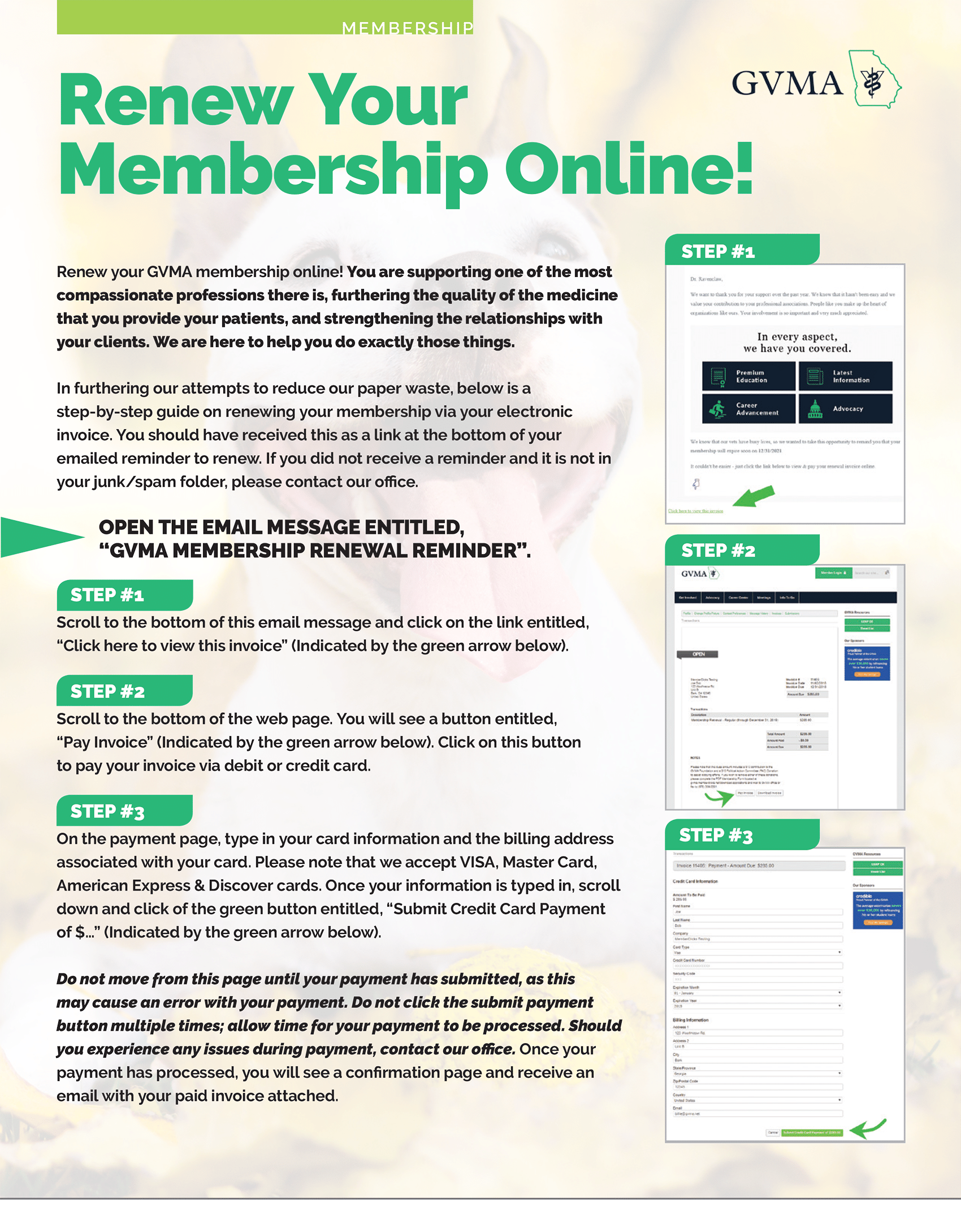 GVMA Members Renew Your Membership! GVMA